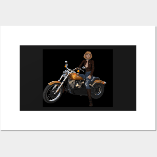 Girl motorcycle rider Posters and Art